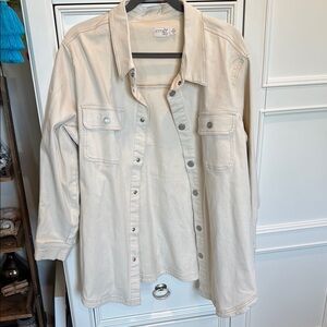 Beige Button-Up Shirt Jacket